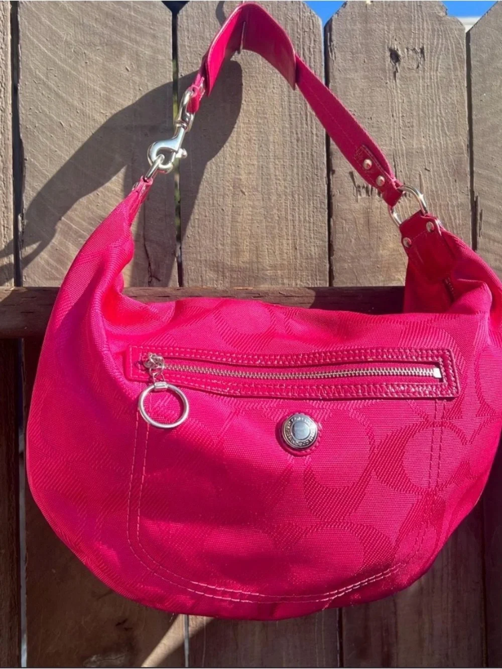 Vintage Y2K Coach Hot Pink Signature Hobo Bag